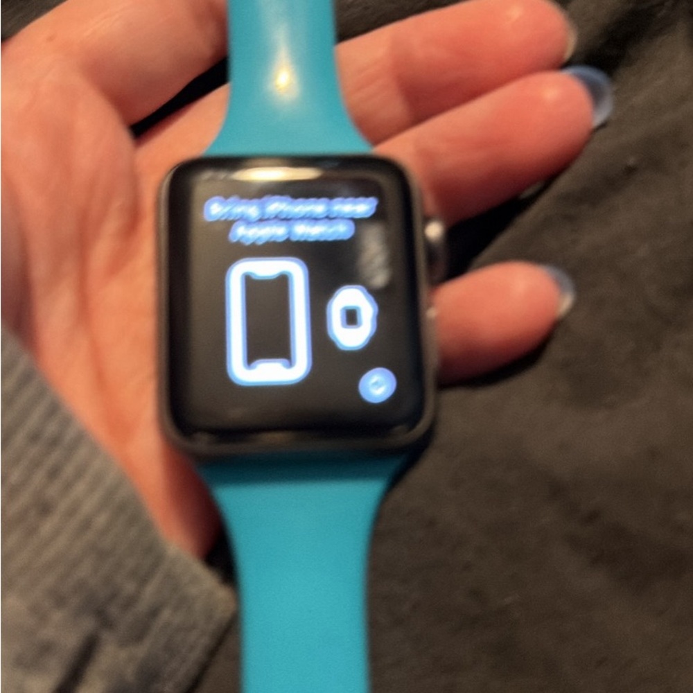 Apple Watch with Bright Blue Sport Band
